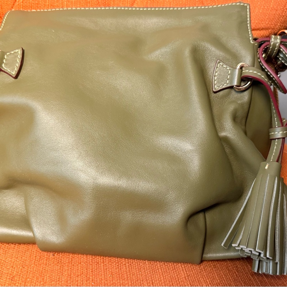 Dooney & Bourke Olive Green Leather Shoulder Bag with Coin Pouch - Picture 9 of 11